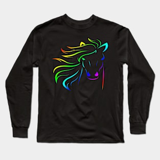 S Rainbow Horse Main Long Sleeve T-Shirt